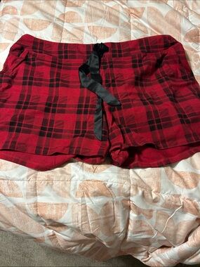 Soma Red & Black Plaid Sleep Shorts